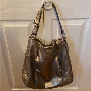 Coach leather metallic hobo bag